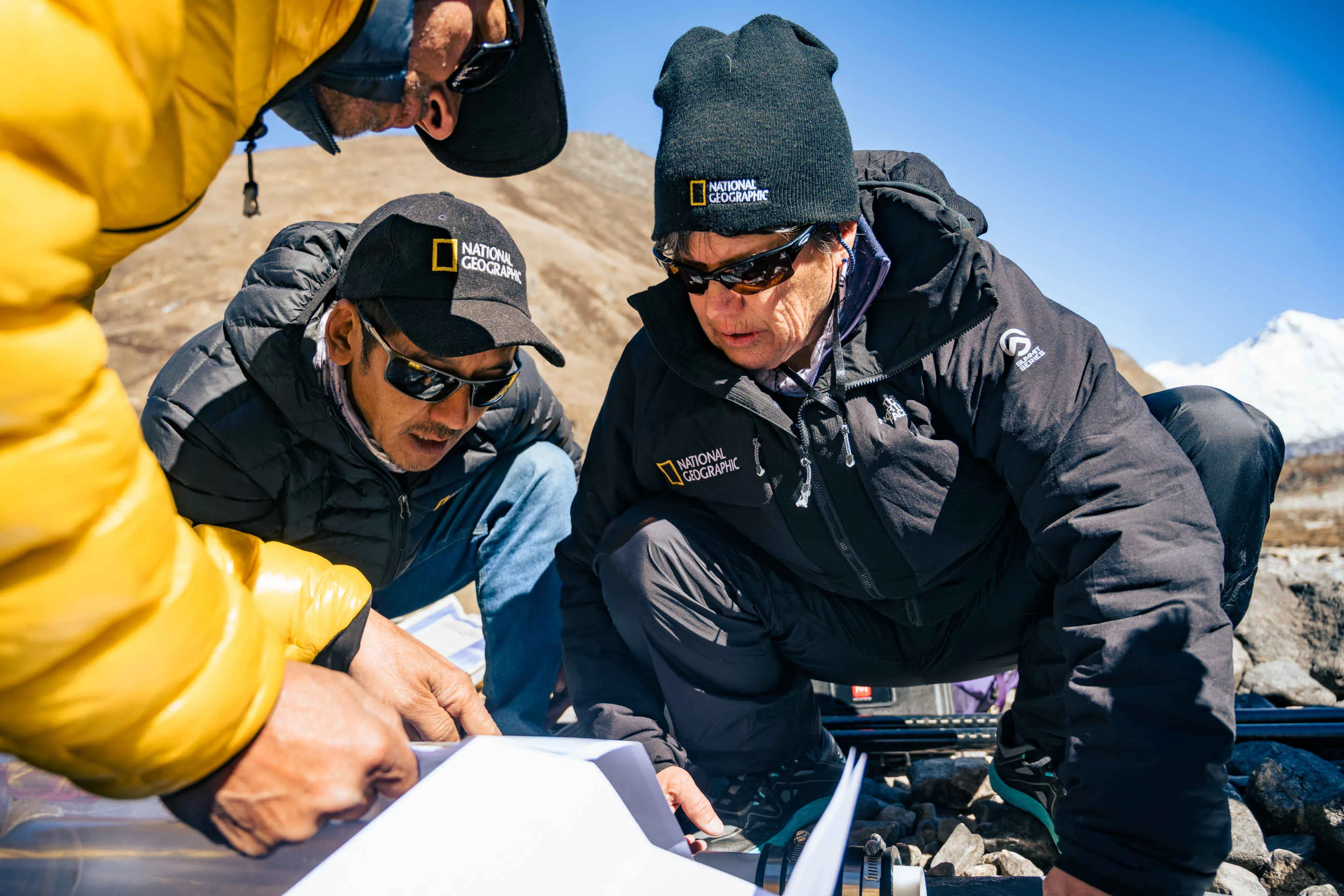 Expedition team ascending through the Western Cwm