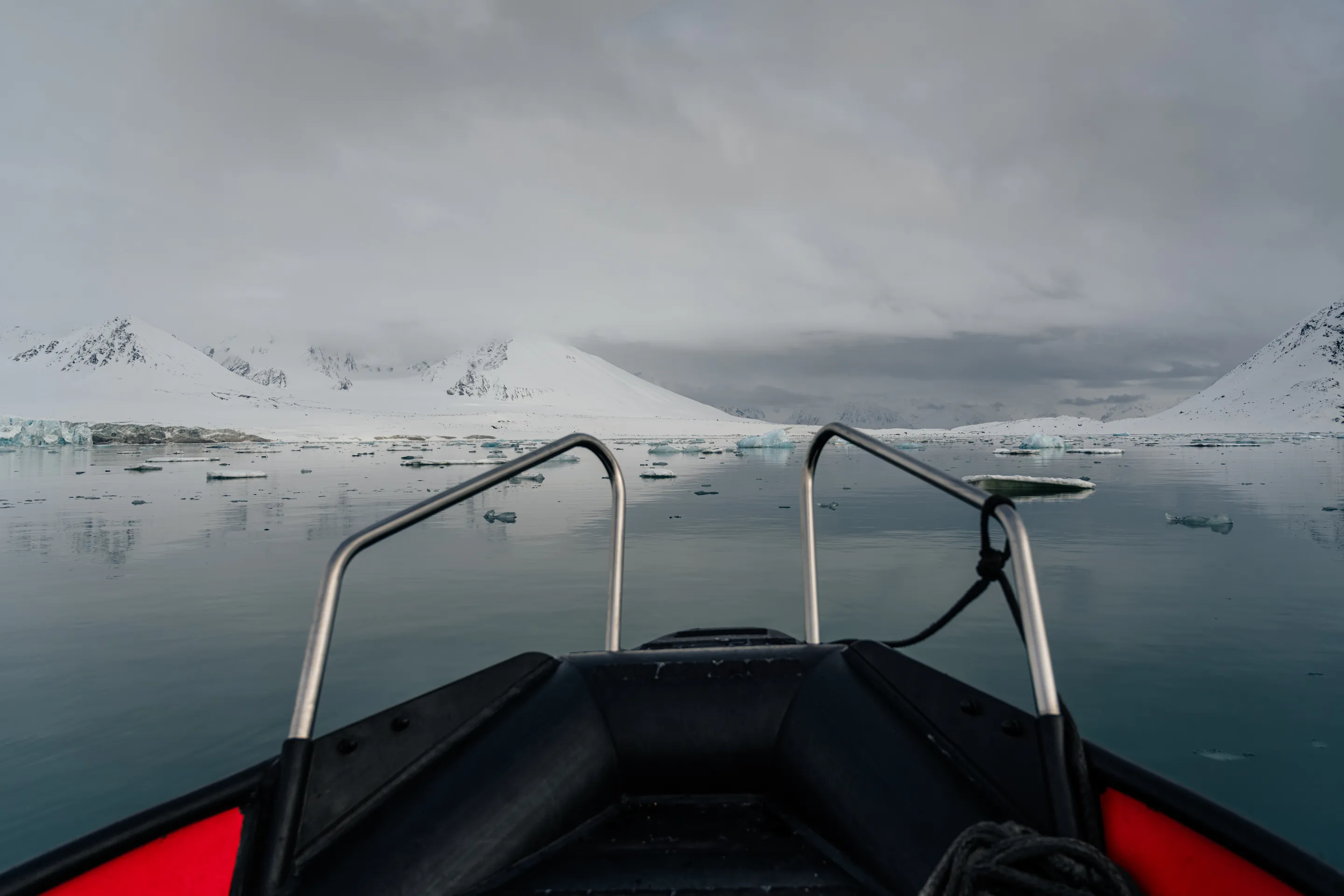 Golden hour light on Arctic glacier face